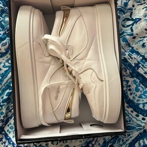 bebe White and Gold Sneakers